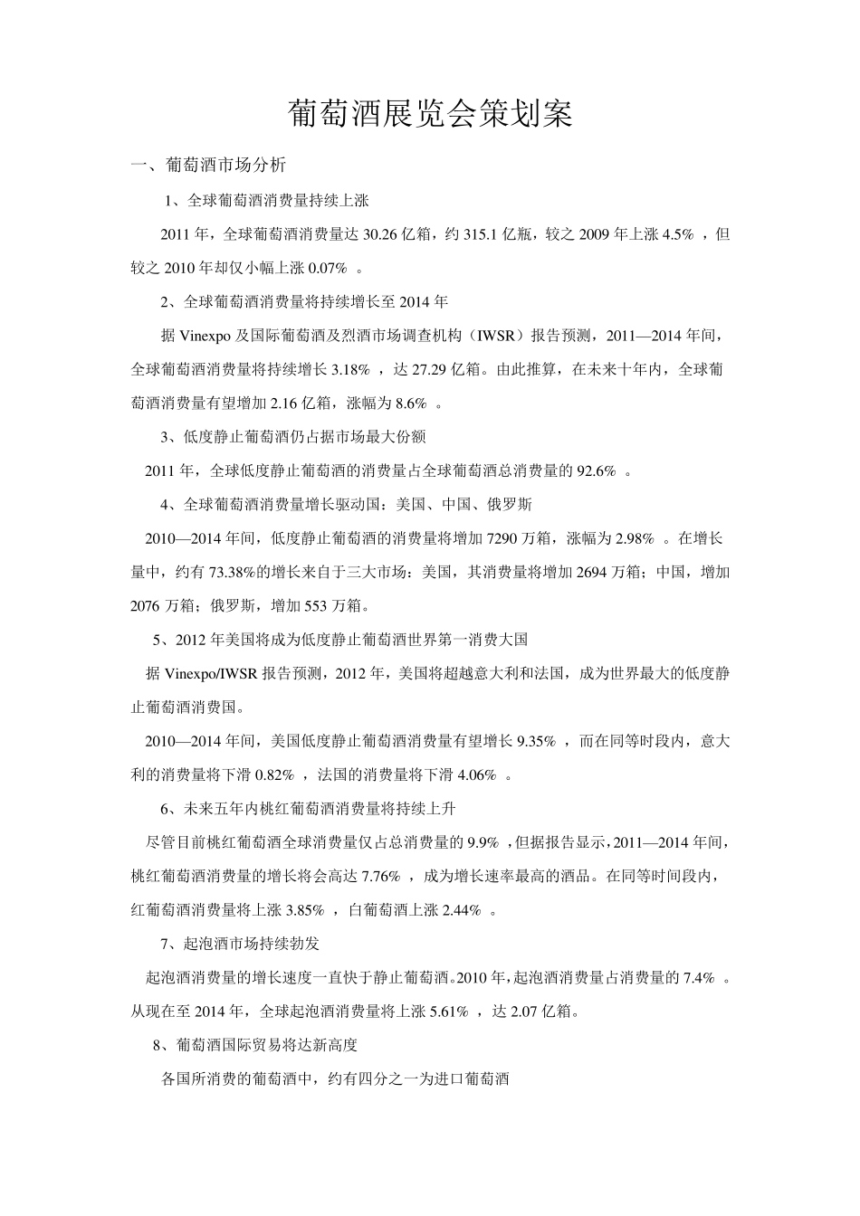 国际葡萄酒展览会策划案_第1页