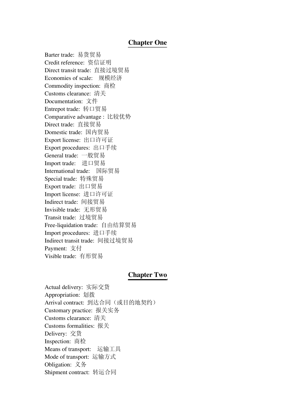 国际贸易keyterms的中文解释_第1页