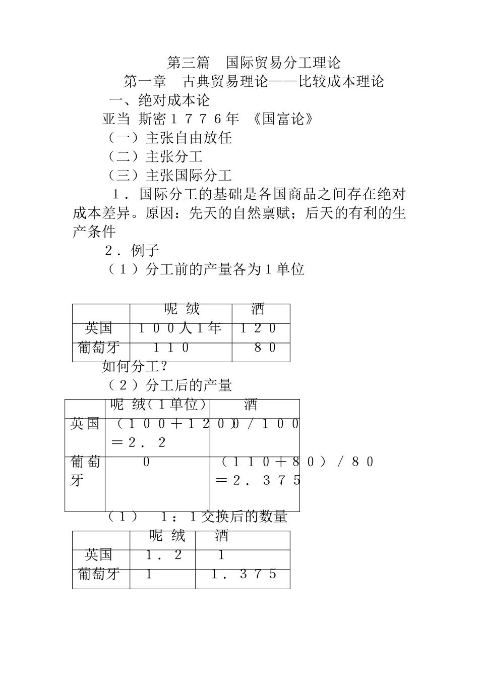 国际贸易分工理论_第1页