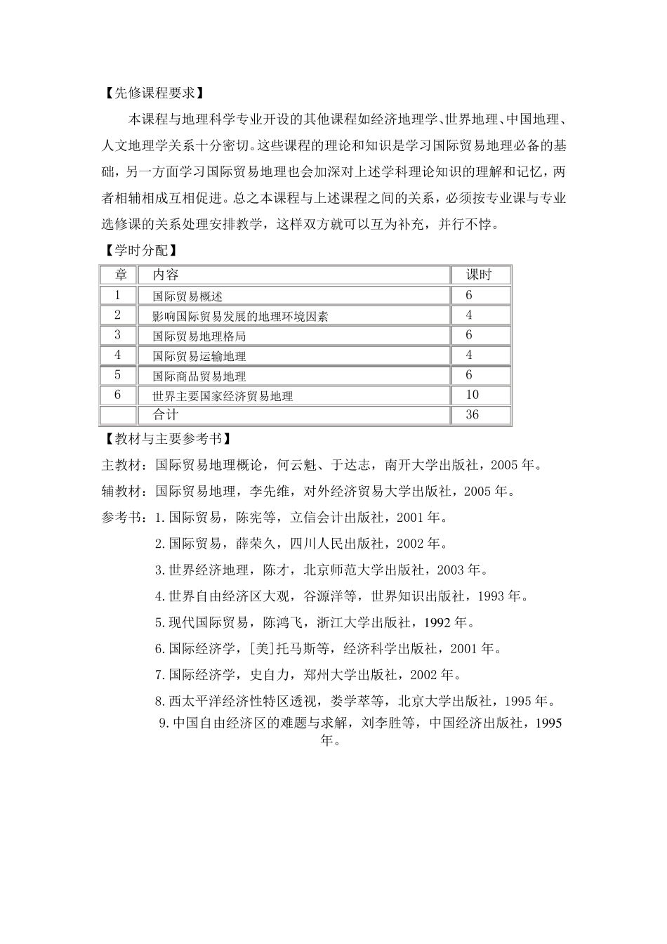 国际贸易地理之国际贸易地理教学大纲_第2页
