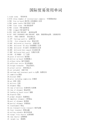 国际贸易常用单词