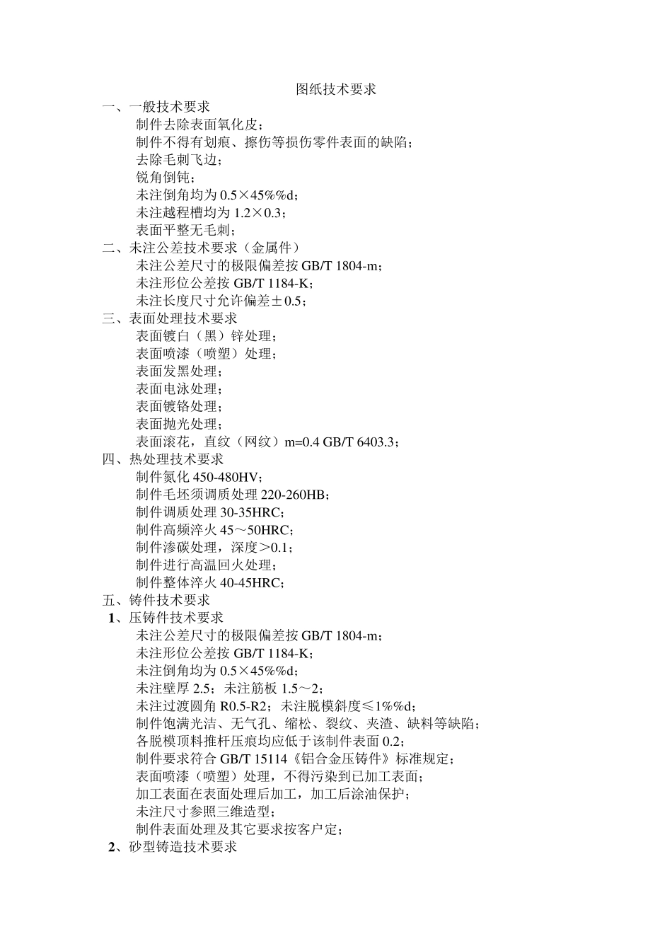 图纸上的技术要求汇总_第1页
