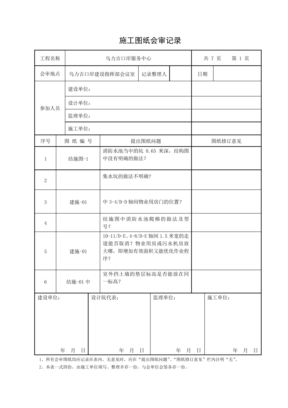 图纸会审记录表格(标准)_第1页