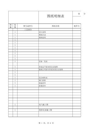 图纸明细表各专业