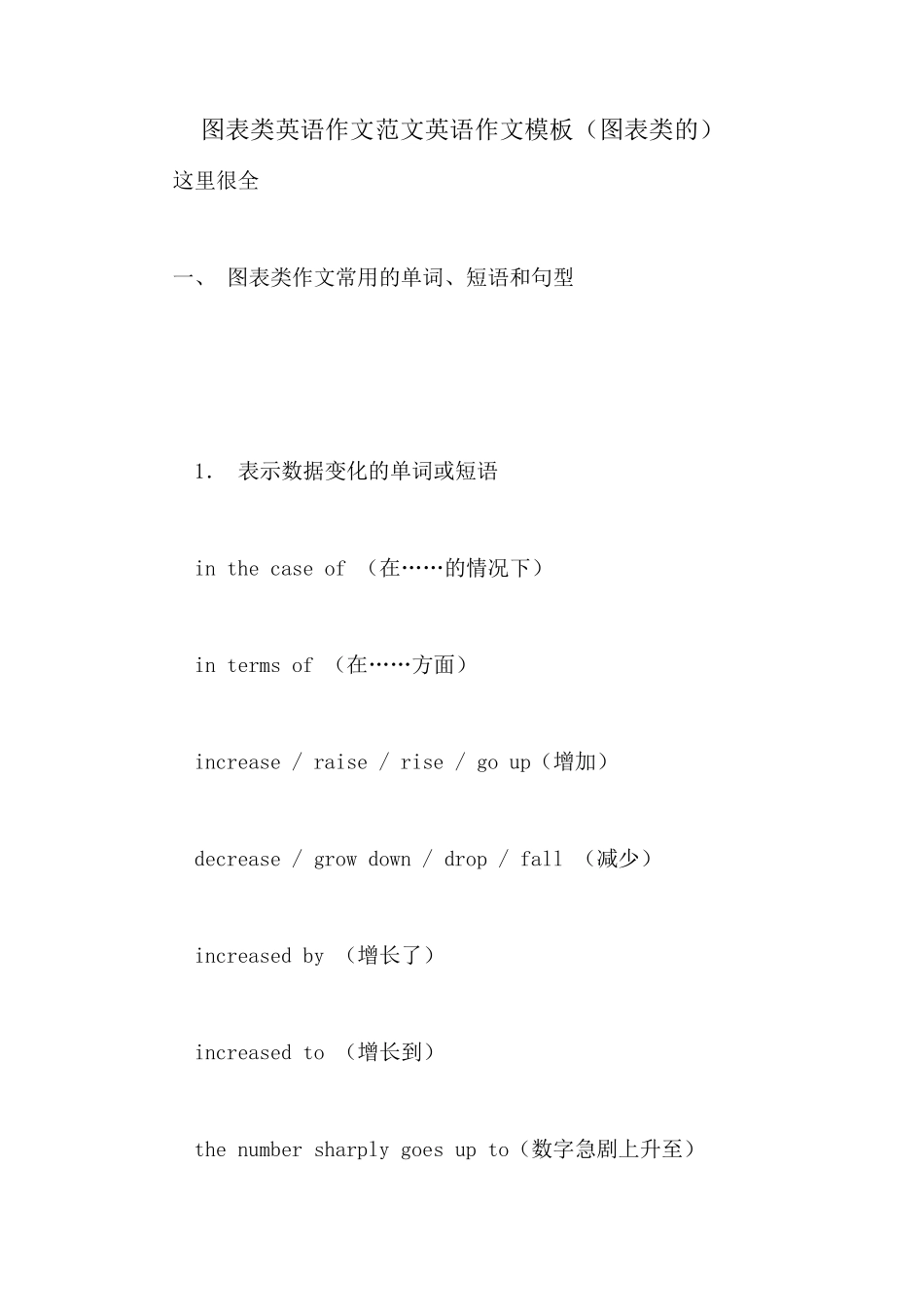 图表类英语作文范文英语作文模板(图表类的)_第1页