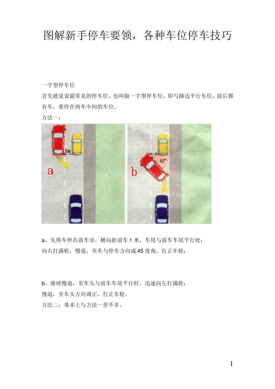 图解新手停车要领,各种车位停车技巧_第1页