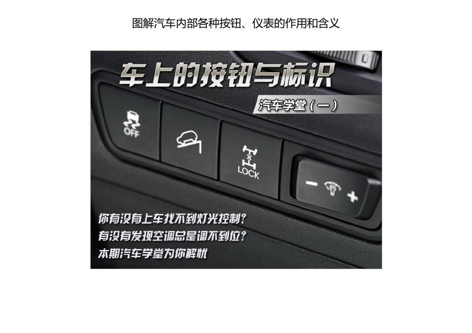 图解汽车内部各种按钮、仪表的作用和含义_第1页