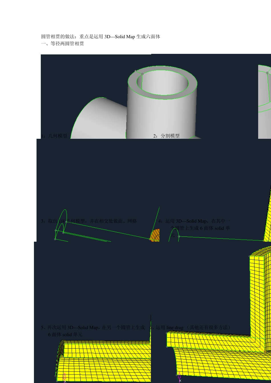 圆柱、圆管相贯六面体单元网格划分详细_第1页