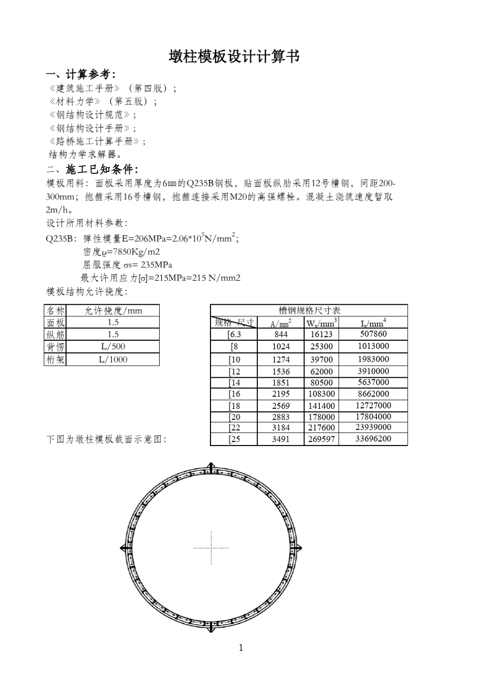圆柱形墩柱模板计算书_第1页