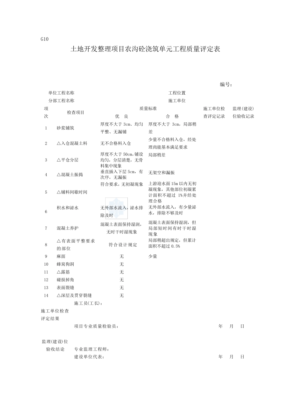 土地开发整理项目土地平整单元工程质量评定表_第2页