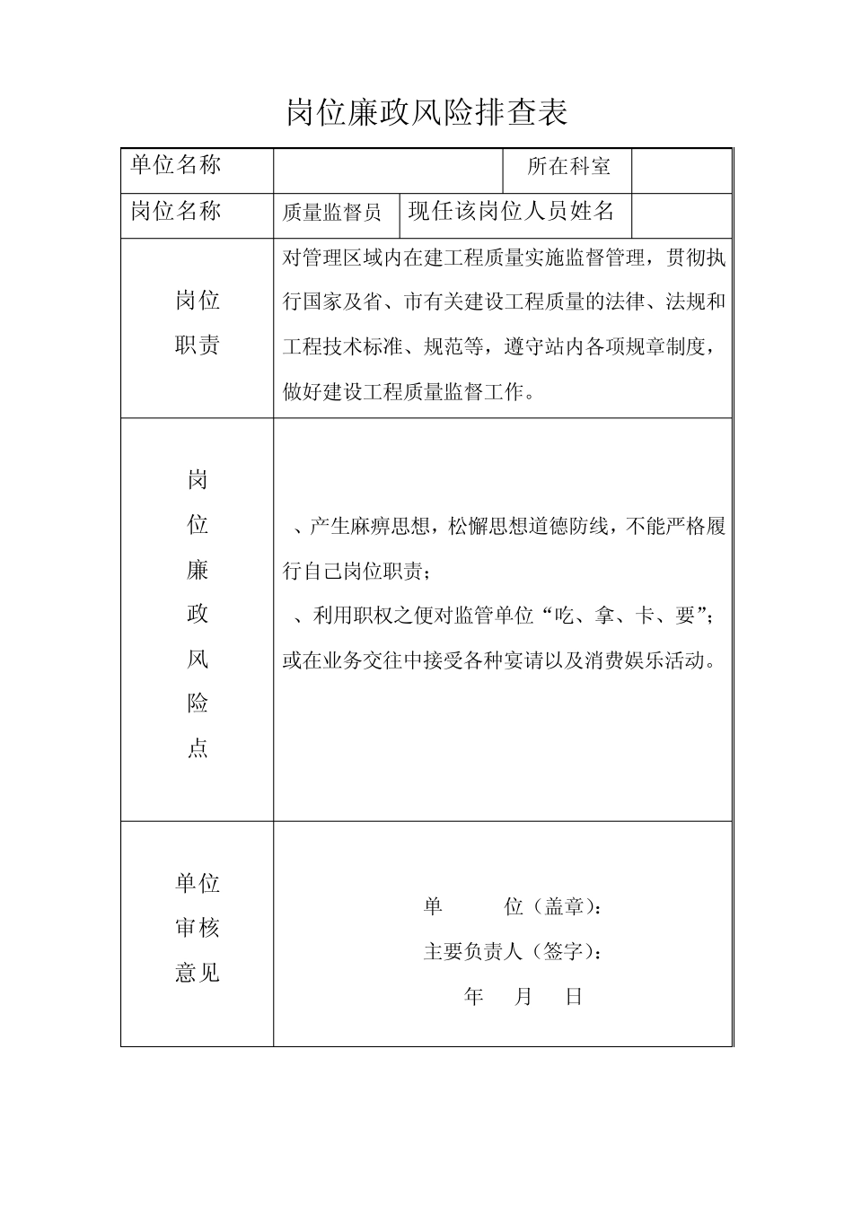 岗位廉政风险排查表_第3页