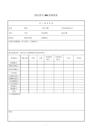 岗位晋升360度调查表