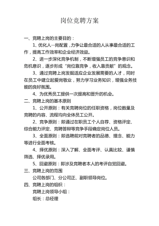 岗位竞聘方案