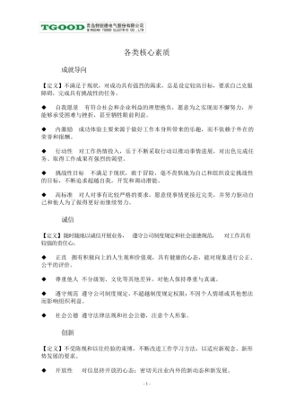 岗位胜任力素质模型