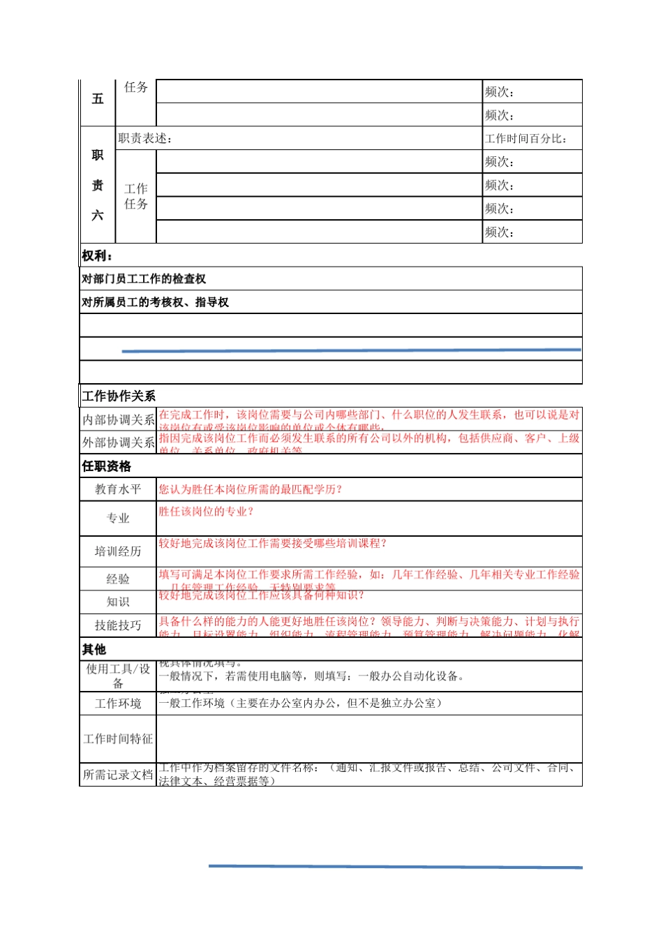 岗位说明书模版及填写规范说明_第2页