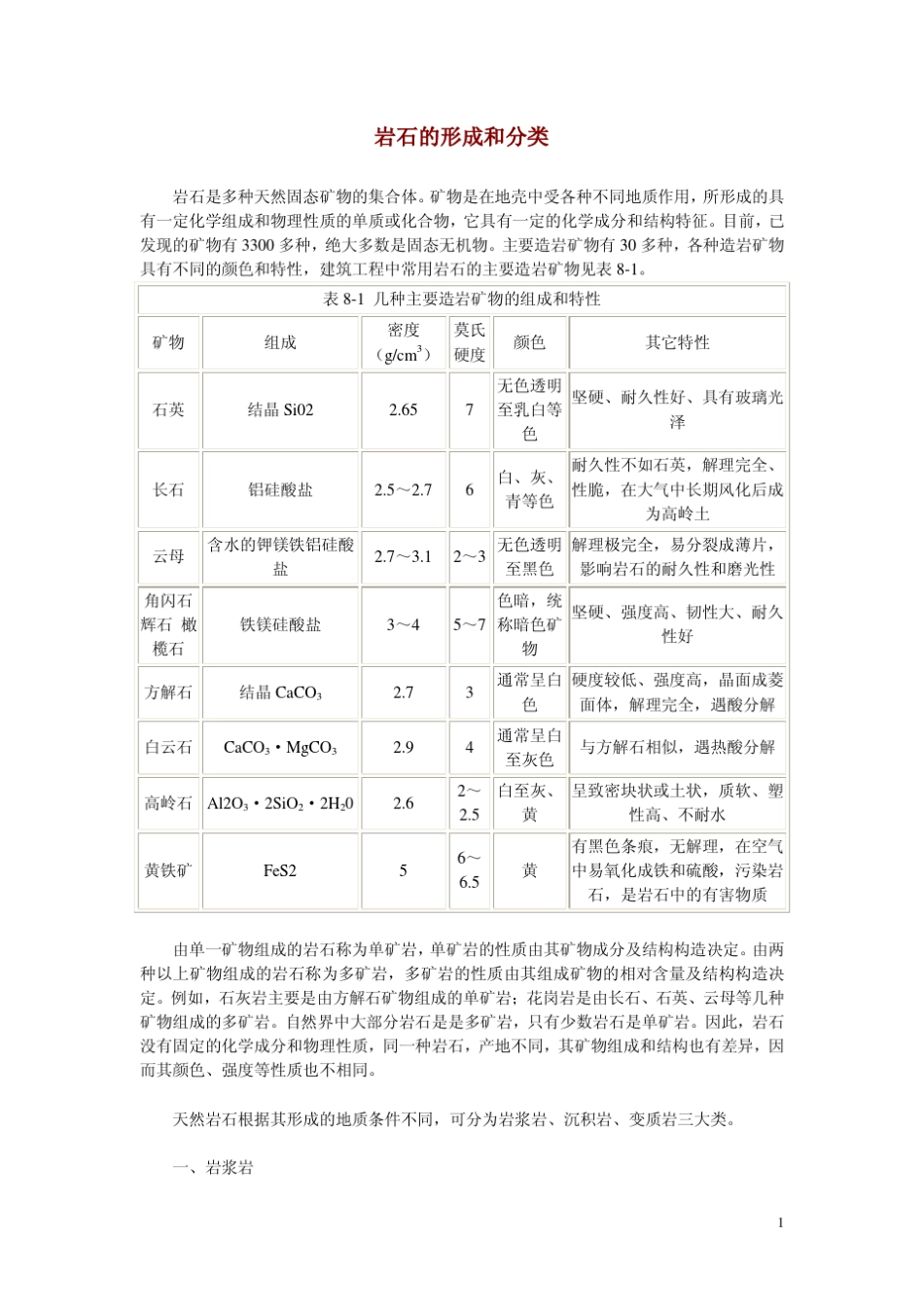 岩石的综合知识_第1页