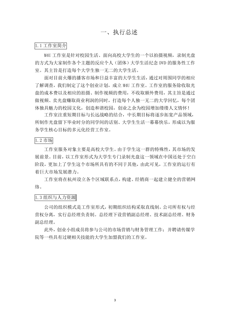 工作室创业计划书_第3页