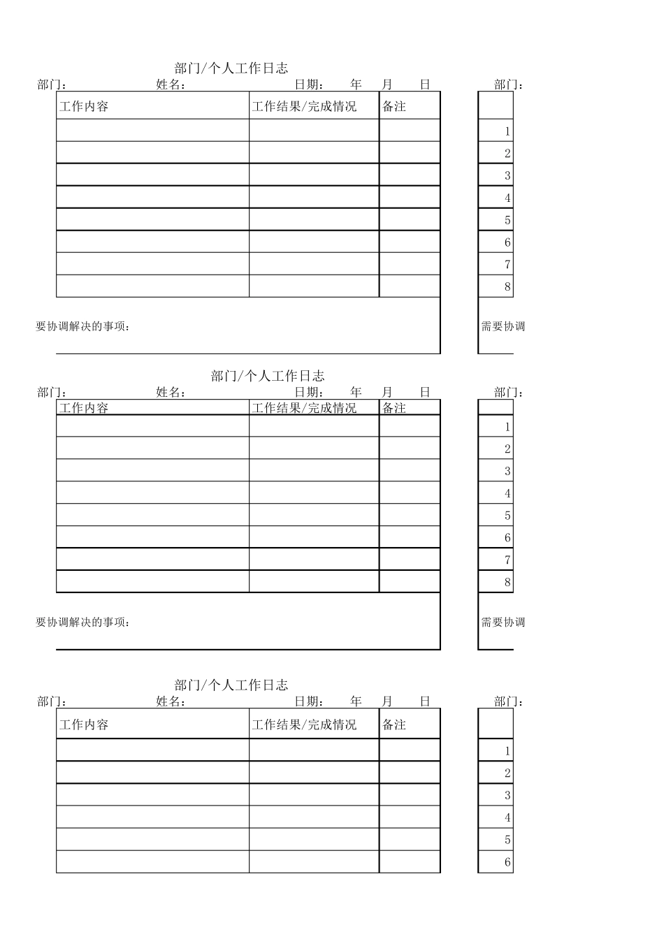 工作日志表_周工作日志_月工作日志_工时记录模板_第3页