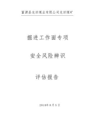 工作面安全风险辨识评估报告