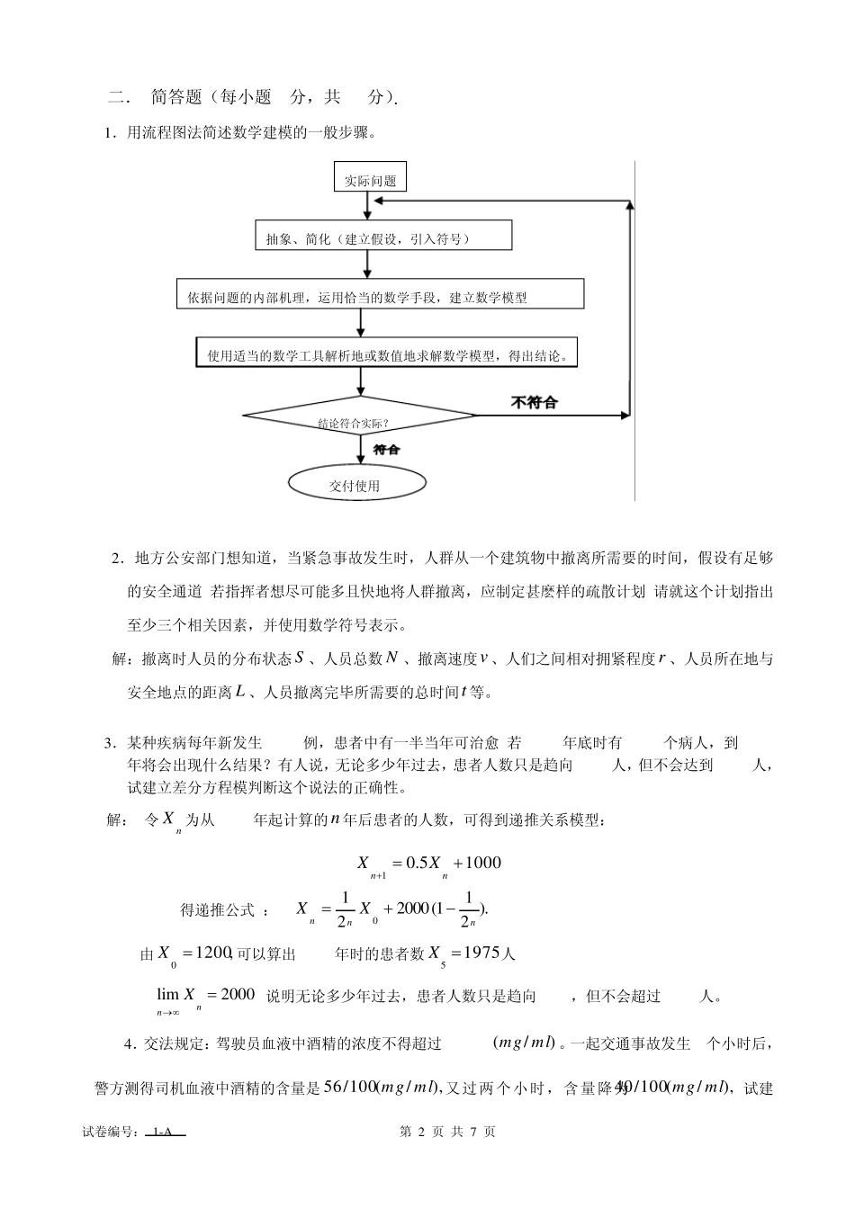 数学模型试题200820091A—ans_第2页
