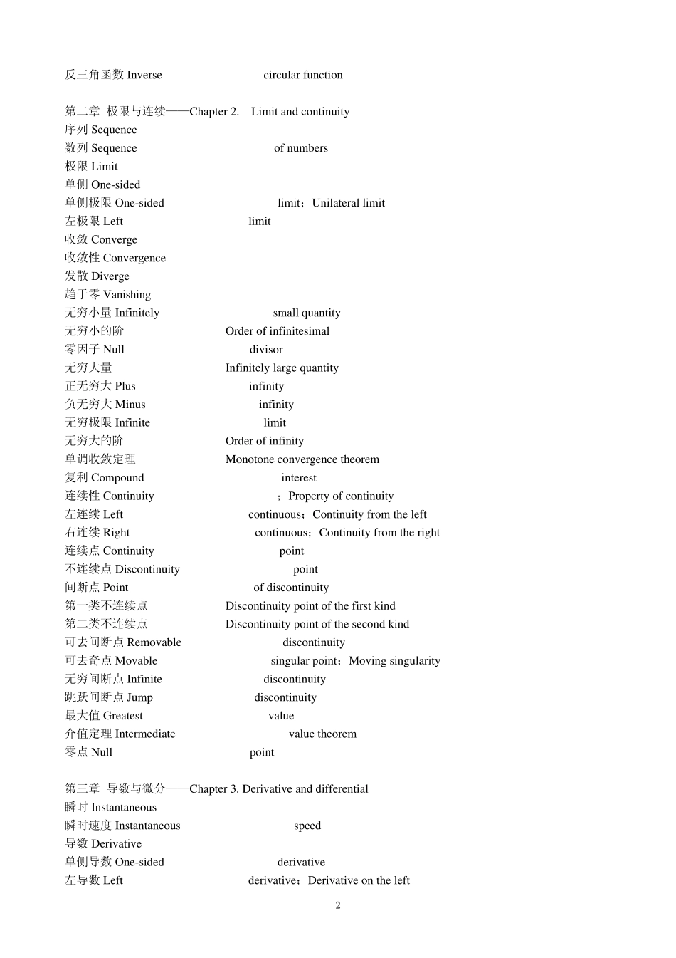 数学英语词汇(微积分)_第2页