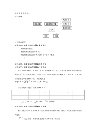 数学高考总复习：随机变量及其分布