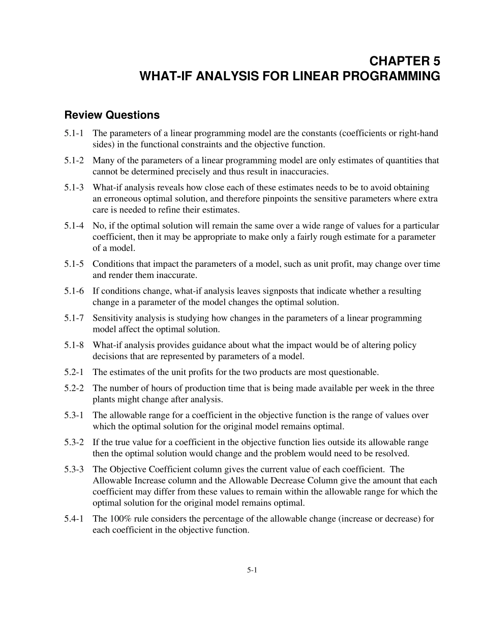 数据、模型与决策(运筹学)课后习题和案例答案005_第1页