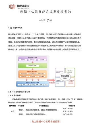 数据中心服务能力成熟度的评估方法