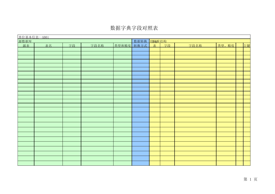 数据字典字段对照表模板_第1页