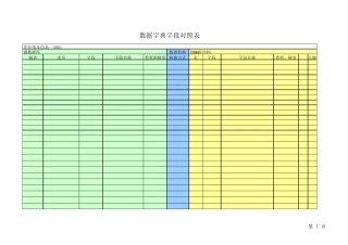 数据字典字段对照表模板