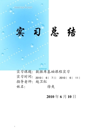 数据库Access实习报告