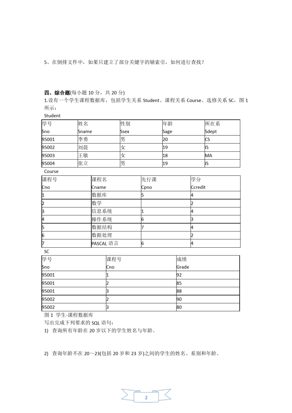 数据库试题及答案_第2页