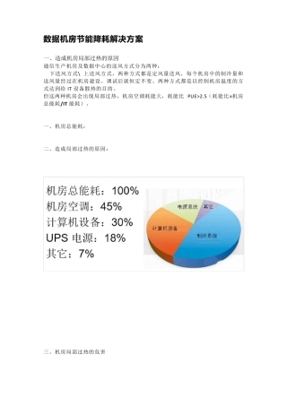 数据机房节能降耗解决方案