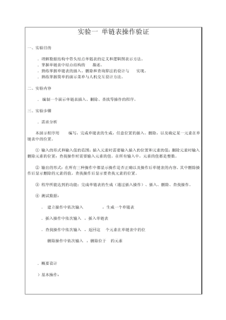 数据结构单链表操作验证
