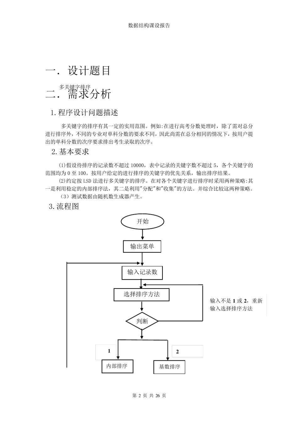 数据结构多关键字排序课设报告_第2页