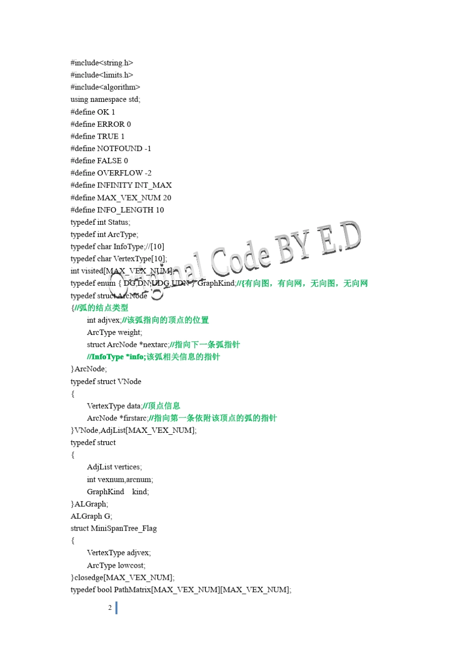 数据结构实验图的邻接表和邻接矩阵操作_第2页