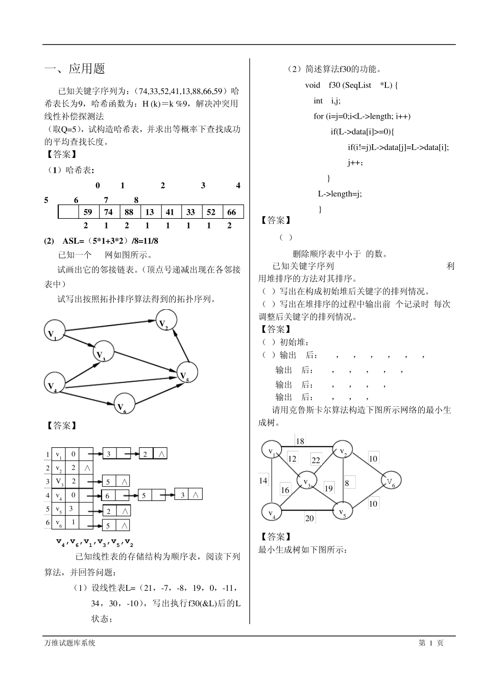 数据结构应用题_第1页