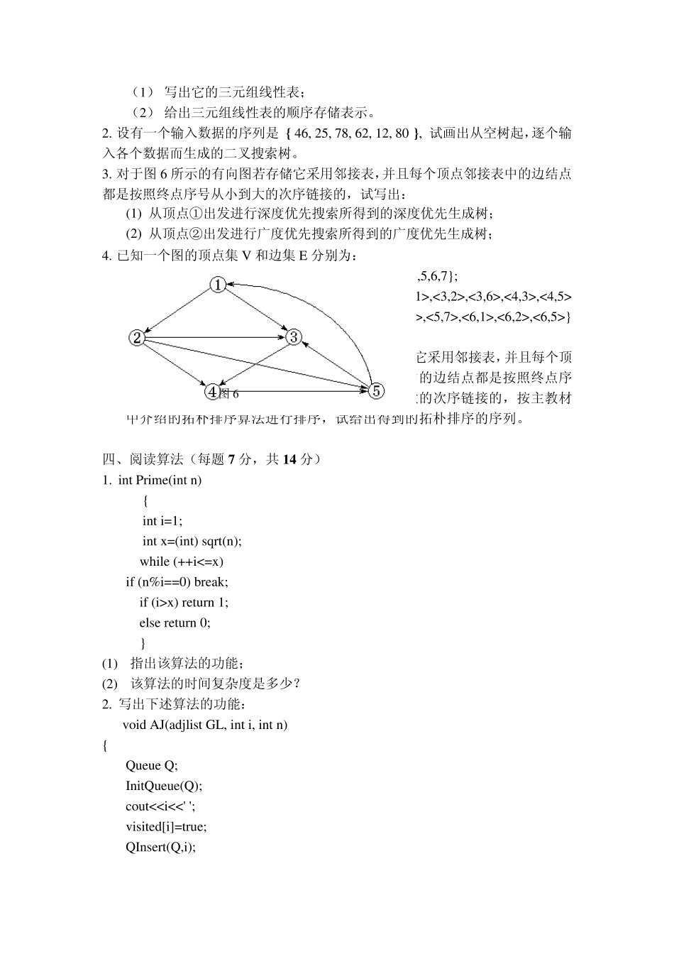 数据结构试题及答案(十套)_第3页