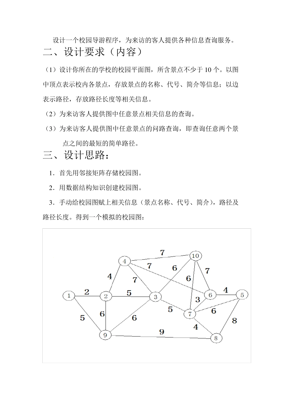 数据结构课程设计报告(校园导游图)_第2页