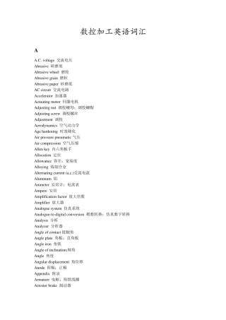 数控专业英语词汇英汉