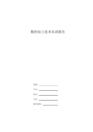 数控加工技术实训报告