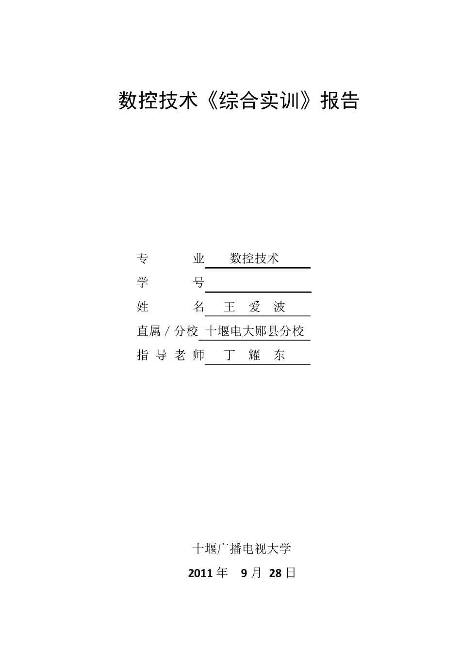 数控技术《综合实训》报告_第1页