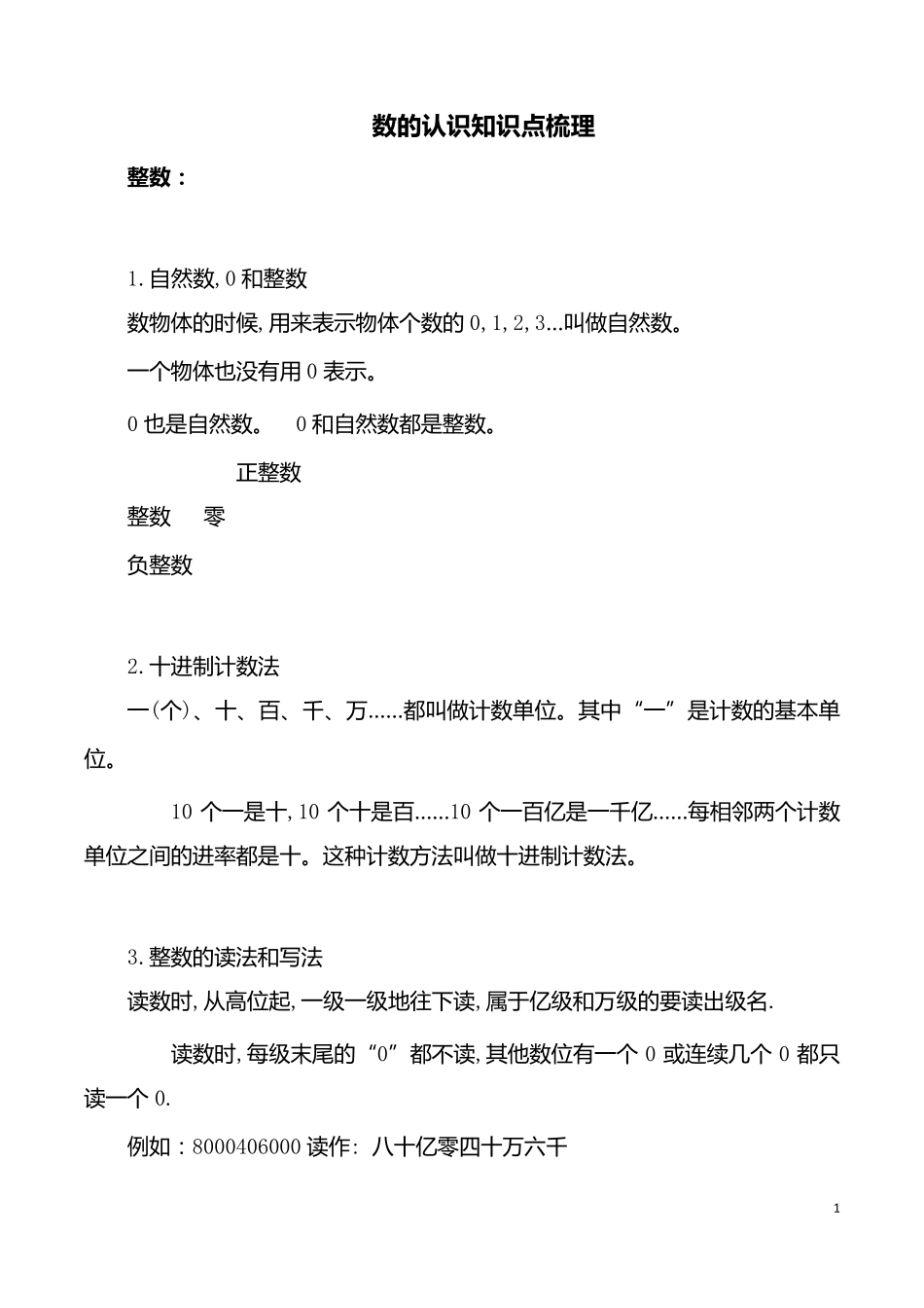 数的认识知识点梳理_第1页