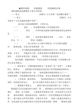 数码相机CCD传感器和CMOS传感器的区别