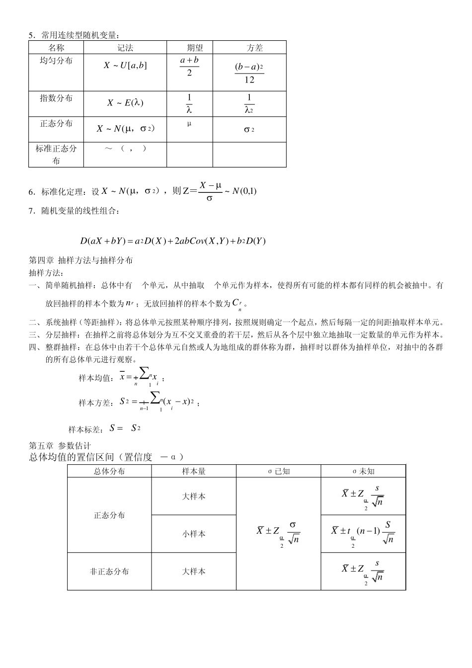 数量方法基本公式(自学考试中英合作商务管理与金融管理专业)_第2页
