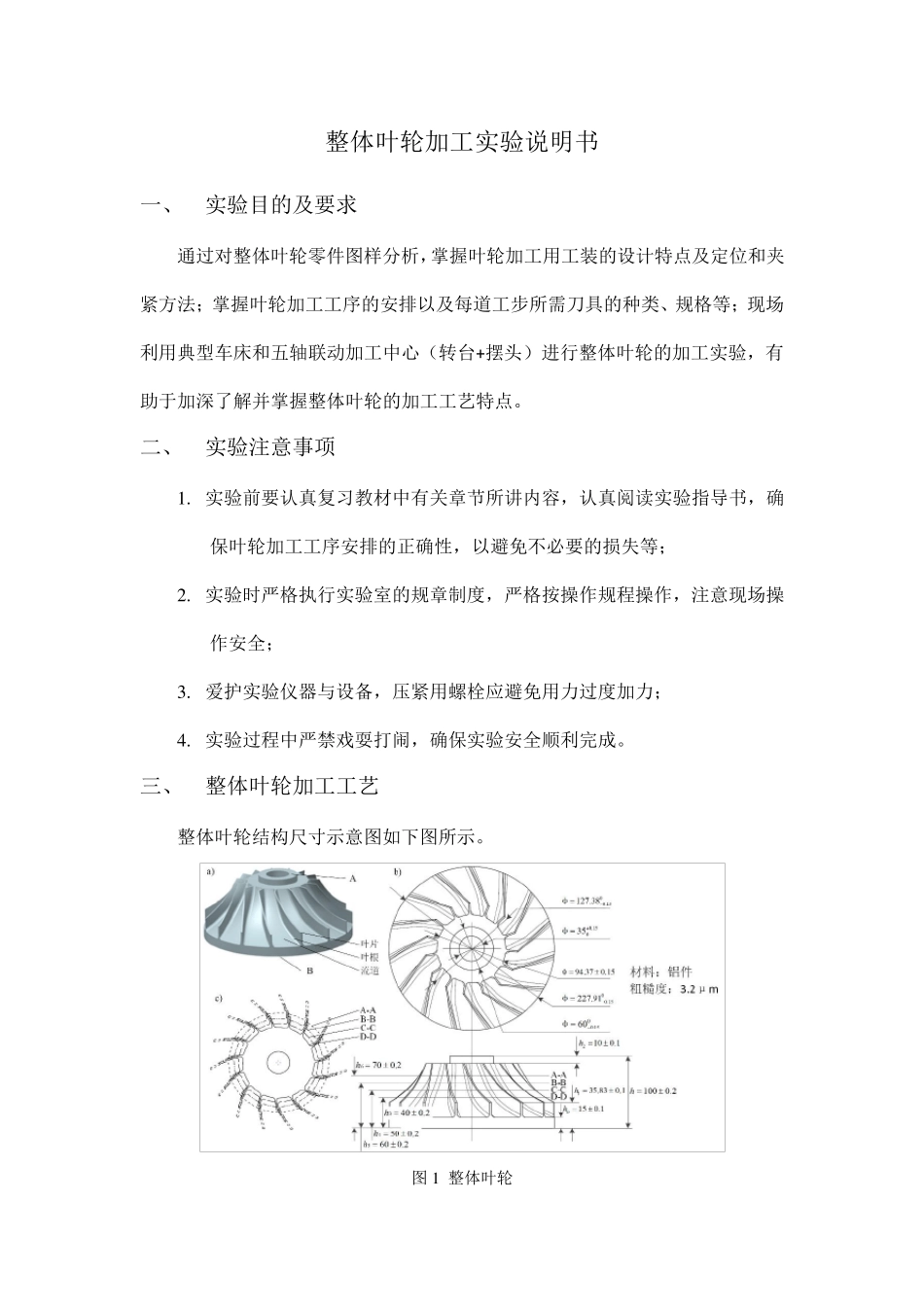 整体叶轮加工实验说明书_第1页