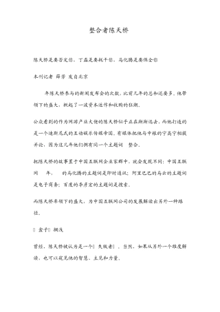 整合者陈天桥