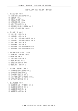 整套VI品牌形象设计项目报价(费用明细)