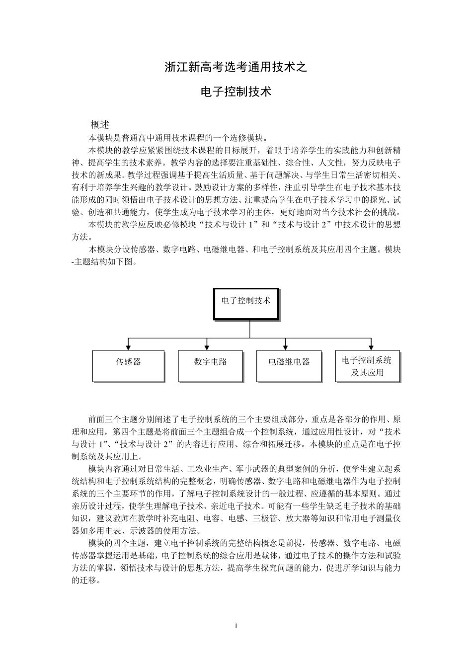 浙江新高考选考通用技术之电子控制技术_第1页