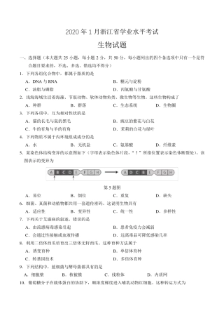 浙江省2021年1月高中学业水平考试生物试卷